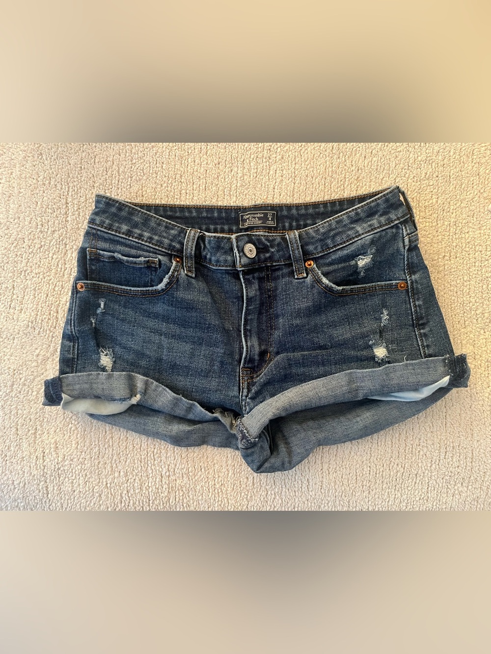 Abercrombie & Fitch Women’s Dark Blue Denim Roll-Cuff Shorts Size 27